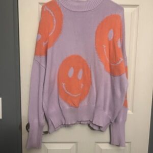 By Together Purple and Orange Smiley Sweater